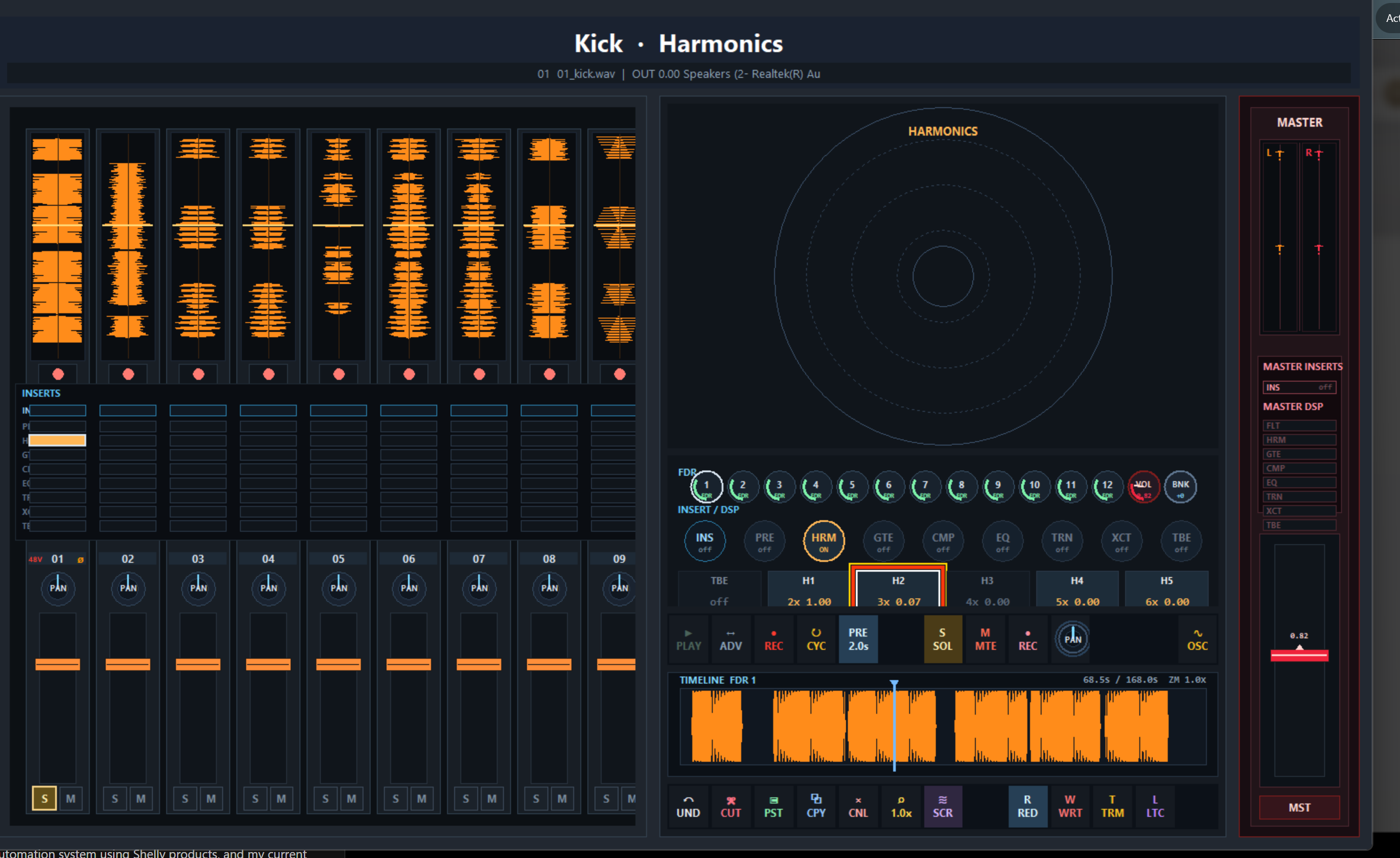 System Q Console Harmonics stage with harmonic controls on the polar editor